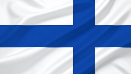 Finland national flag with blue Nordic cross on white background.
