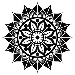 Intricate ornamental floral mandala silhouette design with elegant swirls and decorative elements