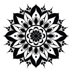 Intricate ornamental mandala silhouette with circular floral elements and geometric patterns