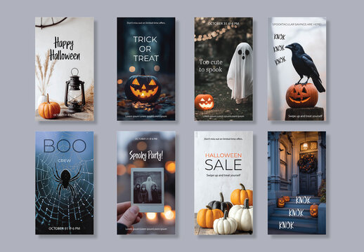 Halloween social media story layout set