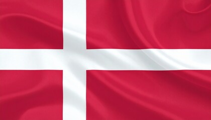 Naklejka premium Denmark national flag (Dannebrog) with red field and white Scandinavian cross shifted toward hoist.