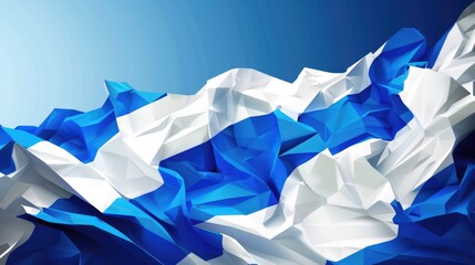 watercolor illustration, Independence Day of Finland, Finnish flag, abstract blue and white background, vintage postcard, horizontal banner, copy space, free space for text