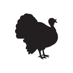 White turkey bird silhouette vector flat illustration design