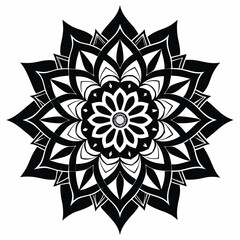 Intricate layered floral mandala silhouette with tribal inspired elements and vibrant color possibilities