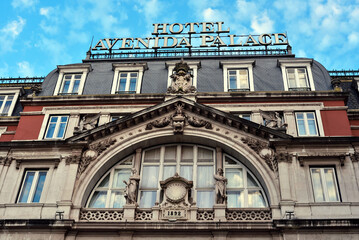 Facade of the Avenida Palace Hotel in Lisbon, Portugal
