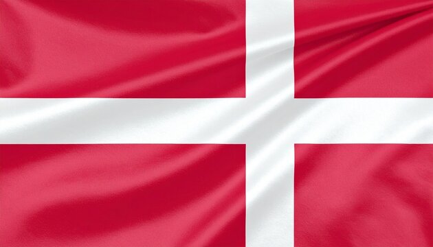 Denmark national flag (Dannebrog) with red field and white Scandinavian cross shifted toward hoist.
