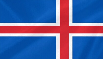 Naklejka premium Iceland national flag with blue field, white cross, and red cross nested inside white cross.