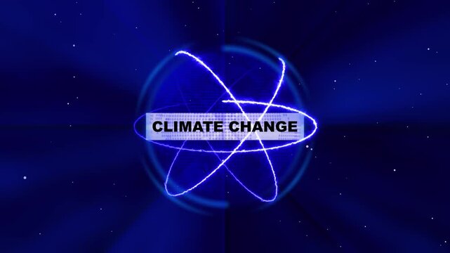 Futuristic Digital Network Sphere Animation &ndash; Technology, Business, and Climate Change Concept &ndash; Glowing Blue Abstract Globe with Neon Energy Lines.