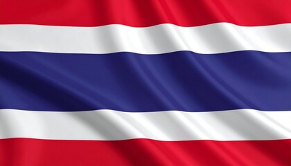 Fototapeta premium Thailand national flag with five horizontal stripes—red, white, double-width blue, white, red—symbolizing nation, religion, and monarchy.