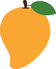 Vibrant orange mango tropical fruit with green leaf simple icon vector