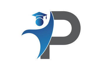Graduation flat Icon human with latter P design concept