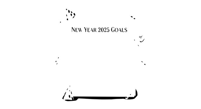 Simple Black and White New Year 2023 Goals Template on White Background.