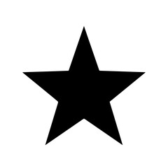 Obraz premium Simple Black Five-Pointed Star Silhouette Against White Background, Isolated Shape.