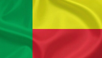 Benin national flag with vertical green stripe and horizontal yellow and red stripes—symbolizing hope, wealth, and courage.