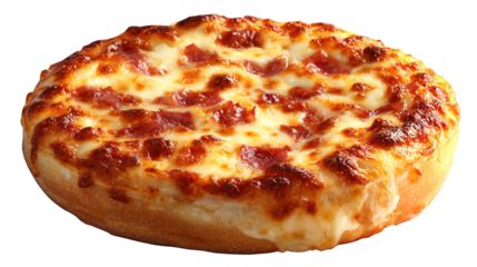 Delicious pepperoni pizza with basil leaves for restaurant menu design isolated on transparent background