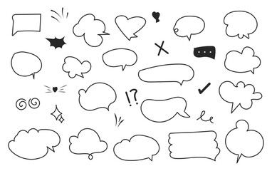 Hand Drawn Speech Bubbles and Doodle Elements Collection Set