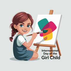 Fototapeta premium Empowered young girls reading, coding, planting trees, playing sports, creating art, and leading with confidence, celebrating International Day of the Girl Child and female empowerment.