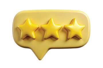 Three Yellow Stars In Speech Bubble three stars rating