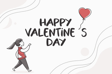 Clean modern poster with centered “Happy Valentine’s Day” and small red heart in place of punctuation.

