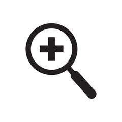 Fototapeta premium Magnifying Glass with Plus Symbol Icon