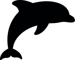 Silhouette dolphin jumping ocean sea marine mammal silhouette vector