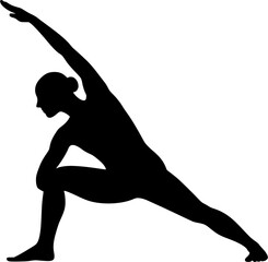 Fototapeta premium Parsvakonasana: Side Angle Pose solid yoga pose vector showing extended side stretch with bent front leg, supporting arm grounded, upper arm reaching long, transparent design for yoga, health & body