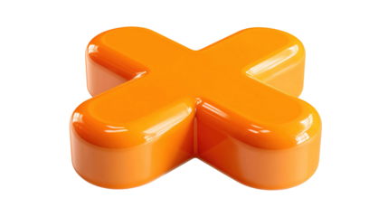 multiplication cross x symbol plastic 3d icon in cartoon plastic style minimal isolated on transparent white background, 