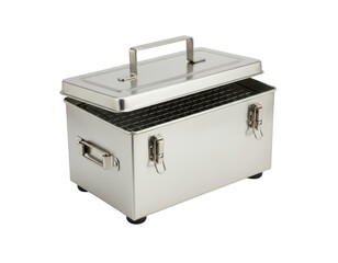 Stainless steel rectangular smoker box with handle and latches

