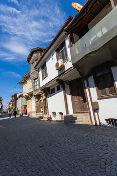 T&uuml;rkiye - Bursa 02 October 2025 - Old historical wooden houses in Mudanya.