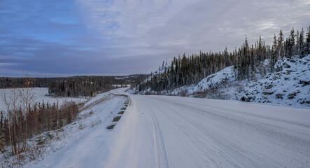 Winter Road near Yellowknife, Northwest Territories, Canada