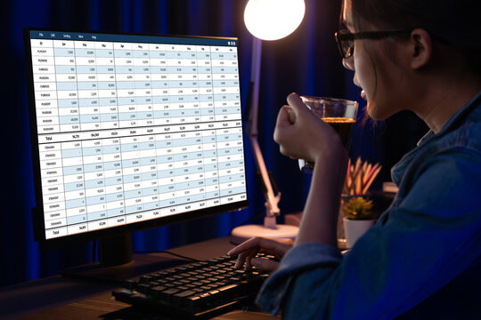Accounting software on computer screen showing financial statement spreadsheets and account balance of corporate business offer accountant a fine calculation accounting brisk - Powered by Adobe