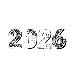Textured Black and White 2026 Number Typography with Dotted Details.