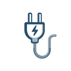 Electric Plug Icon with Lightning Bolt Symbol and Cable