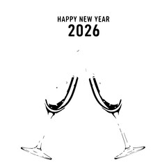 Two Champagne Glasses Clinking in Celebration of New Year 2026.