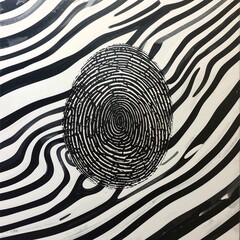 Intricate Fingerprint Design on Abstract Background.