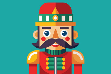Festive nutcracker soldier character illustration with christmas colors