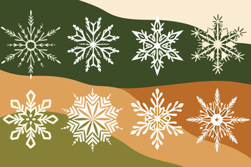 Collection of ten unique snowflake icon designs for winter and holiday themes
