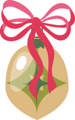 Christmas Ornament with Pink Ribbon Illustration