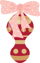 Christmas toy Decoration with a pink bow Illustration