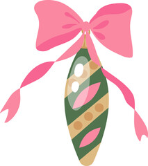 Ornament with Pink Bow Illustration
