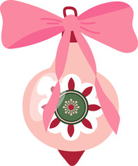 Illustration of Pink Christmas Ornament with Bow