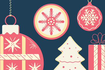 Minimalist christmas icons outline style set for festive designs