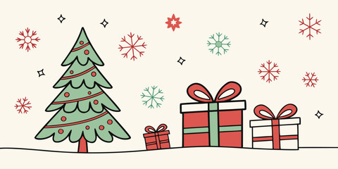 Cute flat design christmas background elements for festive celebrations