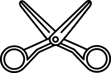 Vector art of simple black and white line art illustration of a pair of open scissors