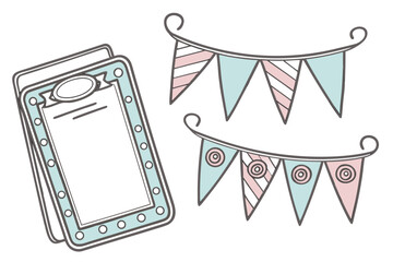 Retro pastel tone banner and frame vector set for advertisements