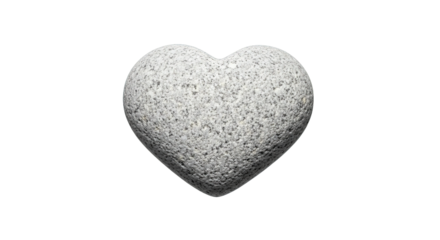 A stylized stone heart is featured, rendered with a gritty texture against a stark black background.