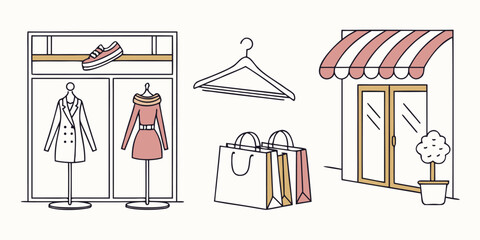 Elegant flat design icons for fashion and retail shops