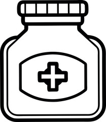Illustration of a medicine bottle with a cross for healthcare