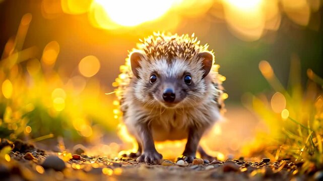 Adorable Hedgehog Stroll - A Glimpse into Natures Tiny Wonder.