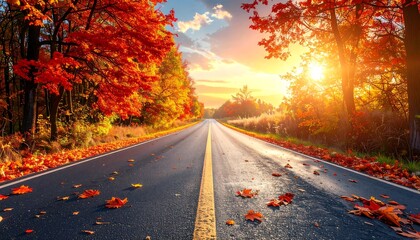 Autumn Road Trip Scenic Landscape.